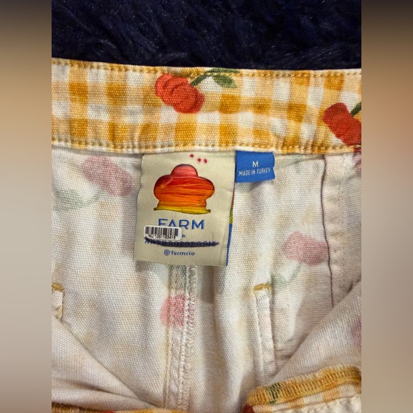 Farm x Anthropologie Yellow Gingham Wide-Leg Pants with Cherry Print - Picture 5 of 7